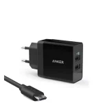 Anker PowerPort 2 Wall Charger & 3ft Micro USB Cable – Black B2021L11