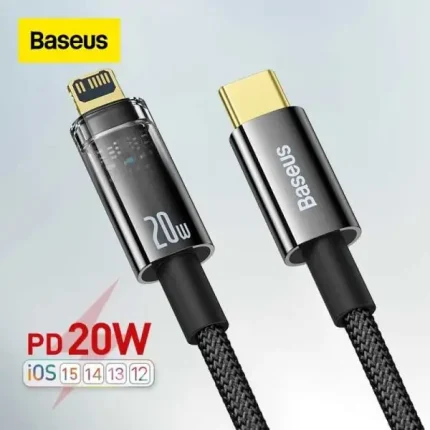 Baseus Explorer Auto Power Off Fast Charging Cable Type C to Iphone 20W 2M – Black