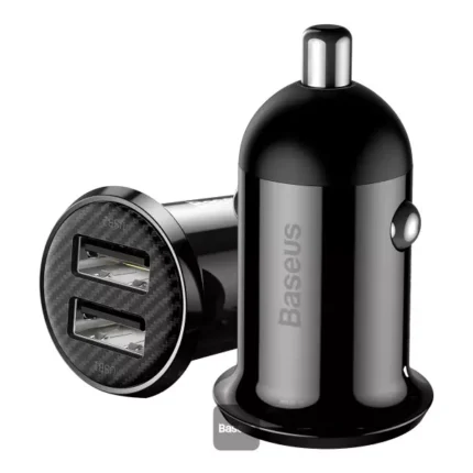 Baseus Grain Dual USB Car Charger 4.8A – Black