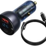 Baseus Particular Digital Display QC+PPS Dual Car Charger 65W (with Cable Type-C to Type-C 100W 1m )