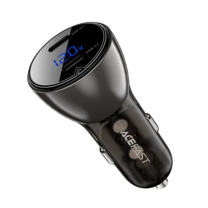 Acefast Fast In Car Charger 60W with Digital Display & 2 USB C Ports – Black – B10