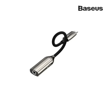 Baseus L56 iPhone to 3.5mm Female Cable 2-In-1 Adapter Support 2A Fast Charge – Black