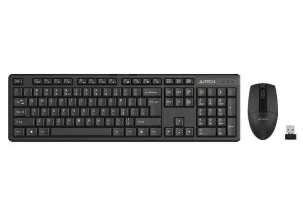 2502121367185586 A4Tech 3330NS Wireless Desktop Keyboard & Mouse – Black - Image 1